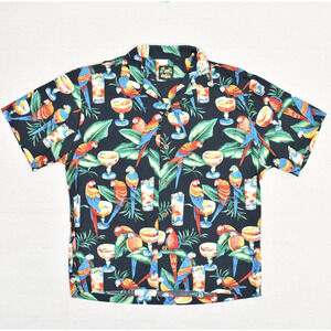 Benny's Men's Button Down Shirt Tropical Vacation Cotton Multicolor Size L USA